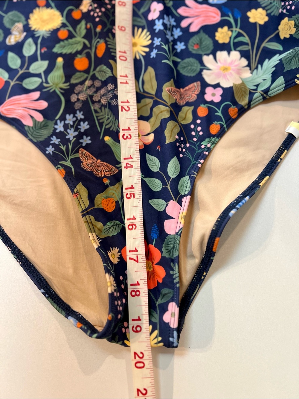 Rifle Paper Co x Summersault Navy Floral One-Piece Swimsuit w/ Tie Straps Sz 12 - Picture 10 of 12